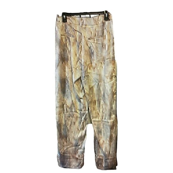 Straight Leg Pants Marble Print High Waisted Full-length Satin Feel Size 4 - Picture 7 of 7